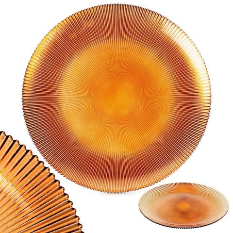 Talerz szklany bursztynowy patera 33cm VILDE 139731