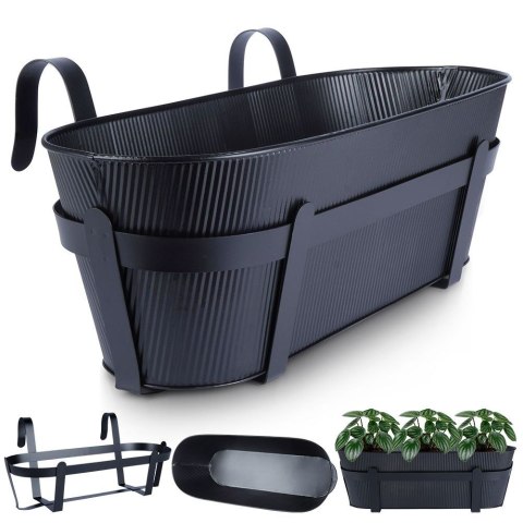 Doniczka balkonowa metalowa czarna 51,5 cm VILDE 339405