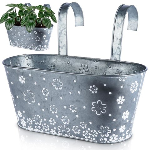 Doniczka balkonowa metalowa kwiatki 29 cm VILDE 339411