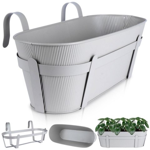 Doniczka balkonowa metalowa szara 51,5 cm VILDE 339409