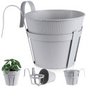 Doniczka balkonowa metalowa szara mała 20 cm VILDE 339404
