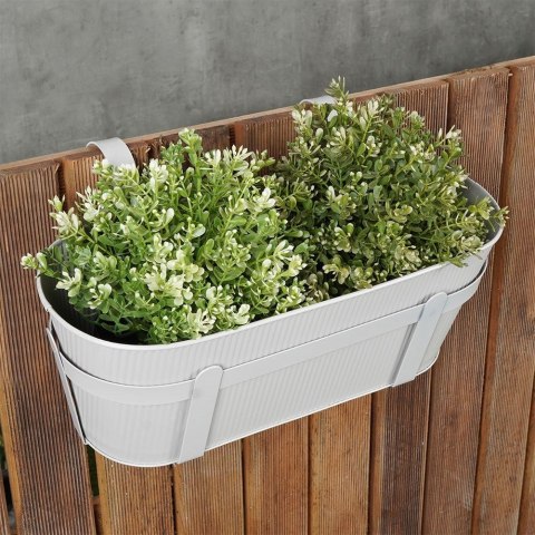 Doniczka balkonowa metalowa szara podłużna mała 37,5 cm VILDE 339410