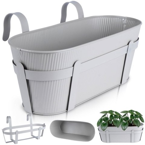 Doniczka balkonowa metalowa szara podłużna mała 37,5 cm VILDE 339410