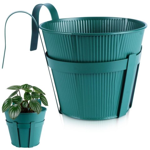 Doniczka balkonowa metalowa zielona 20 cm VILDE 339407