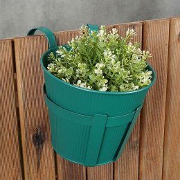 Doniczka balkonowa metalowa zielona 20 cm VILDE 339407