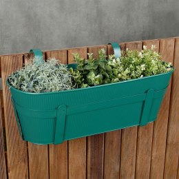 Doniczka balkonowa metalowa zielona podłużna duża 51,5 cm VILDE 339408