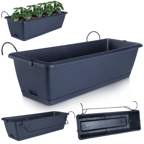 Doniczka balkonowa plastikowa szara 59 cm VILDE 339422