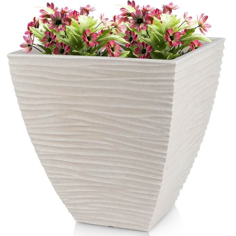 Doniczka ogrodowa plastikowa beżowa kwadratowa 39x39x41 cm VILDE 339433