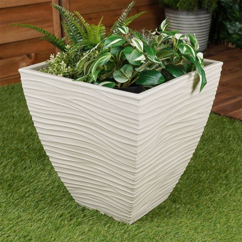 Doniczka ogrodowa plastikowa beżowa kwadratowa 39x39x41 cm VILDE 339433