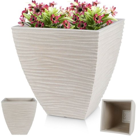 Doniczka ogrodowa plastikowa beżowa kwadratowa 39x39x41 cm VILDE 339433