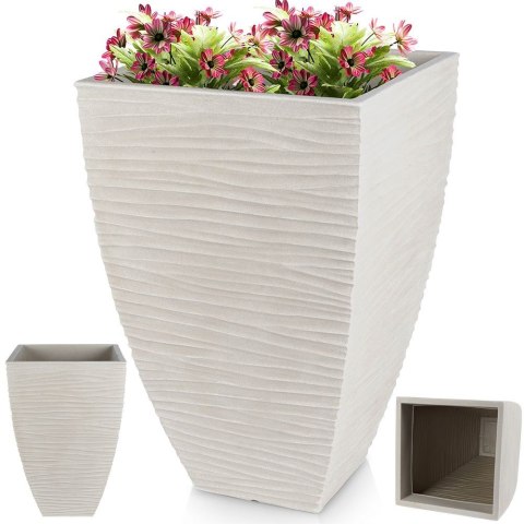 Doniczka ogrodowa plastikowa beżowa kwadratowa 39x39x60 cm VILDE 339435