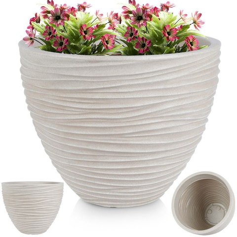 Doniczka ogrodowa plastikowa beżowa okrągła 39x31 cm VILDE 339437