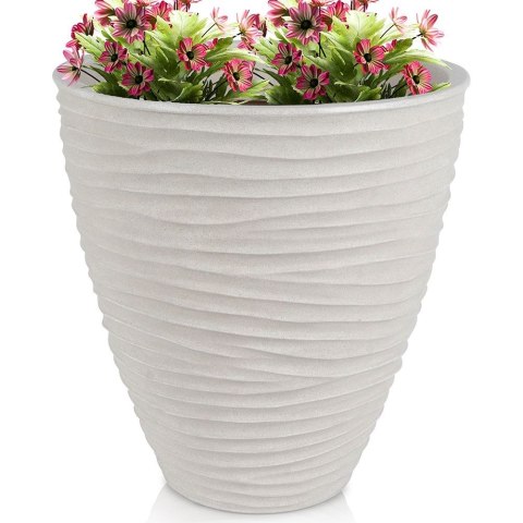 Doniczka ogrodowa plastikowa beżowa okrągła 39x41,5 cm VILDE 339439