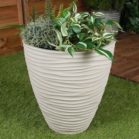 Doniczka ogrodowa plastikowa beżowa okrągła 39x41,5 cm VILDE 339439