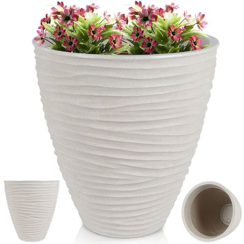 Doniczka ogrodowa plastikowa beżowa okrągła 39x41,5 cm VILDE 339439