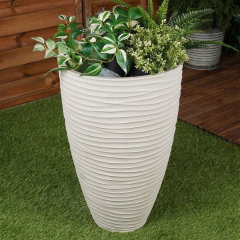 Doniczka ogrodowa plastikowa beżowa okrągła 39x60 cm VILDE 339441