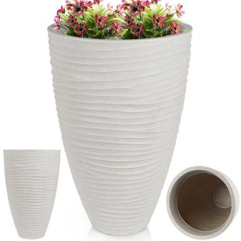 Doniczka ogrodowa plastikowa beżowa okrągła 39x60 cm VILDE 339441