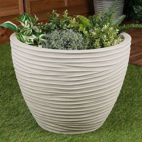 Doniczka ogrodowa plastikowa beżowa okrągła 48,5x37,5 cm VILDE 339443