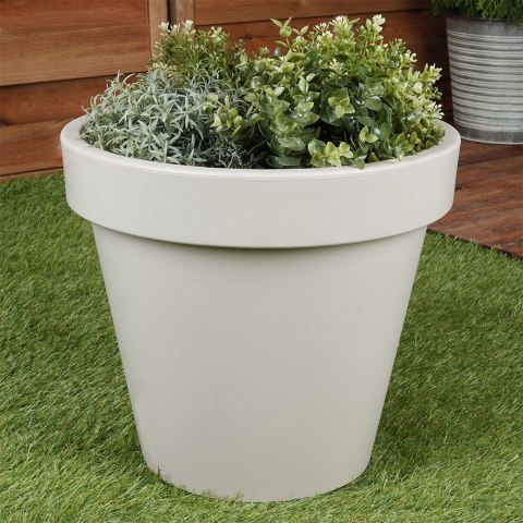Doniczka ogrodowa plastikowa beżowa okrągła duża 39x35 cm VILDE 339426
