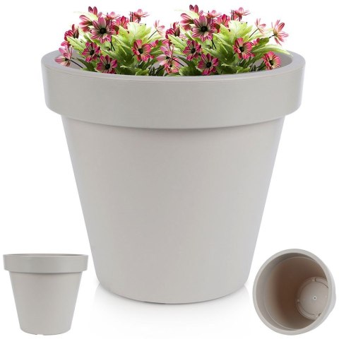 Doniczka ogrodowa plastikowa beżowa okrągła duża 39x35 cm VILDE 339426