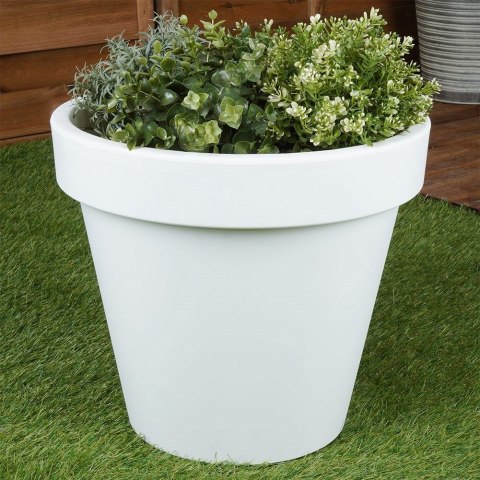 Doniczka ogrodowa plastikowa biała okrągła 39x35 cm VILDE 339427