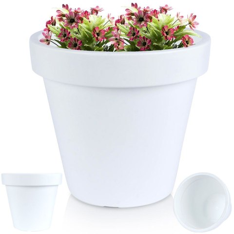 Doniczka ogrodowa plastikowa biała okrągła 39x35 cm VILDE 339427