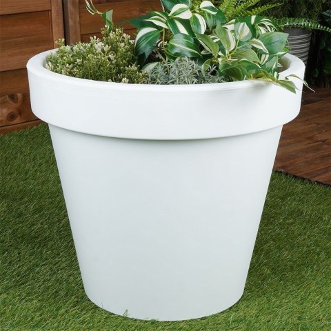 Doniczka ogrodowa plastikowa biała okrągła 48x43 cm VILDE 339431