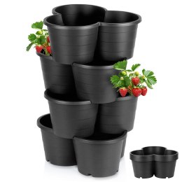 Doniczka ogrodowa plastikowa czarna kaskadowa piętrowa 4 szt. VILDE 339510