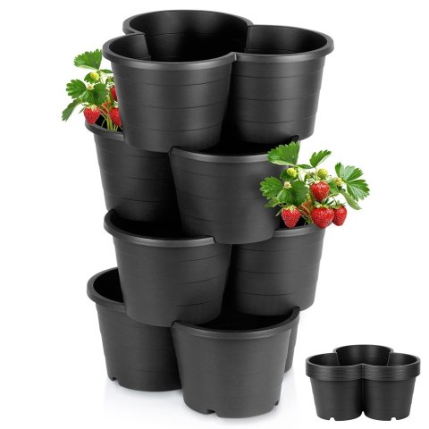 Doniczka ogrodowa plastikowa czarna kaskadowa piętrowa 4 szt. VILDE 339510