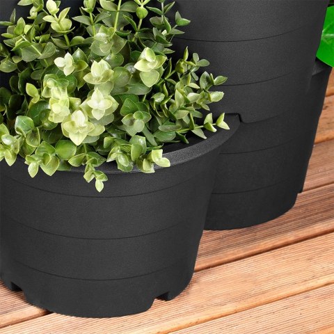 Doniczka ogrodowa plastikowa czarna kaskadowa piętrowa 4 szt. VILDE 339510
