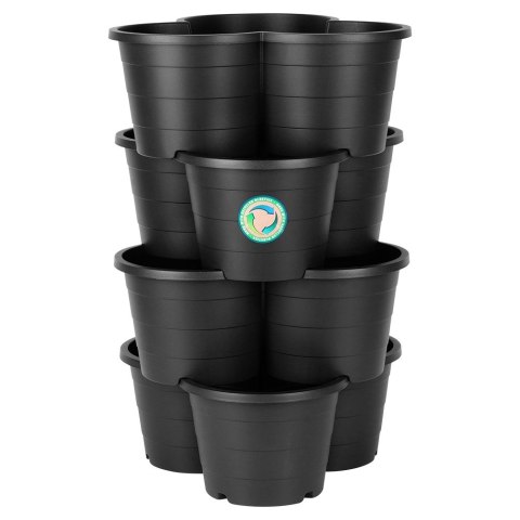 Doniczka ogrodowa plastikowa czarna kaskadowa piętrowa 4 szt. VILDE 339510