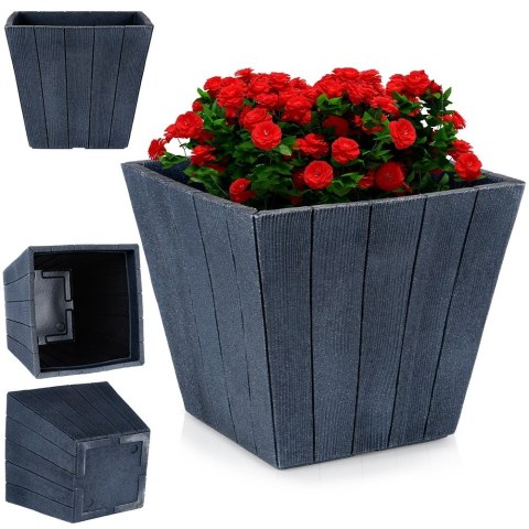 Doniczka ogrodowa plastikowa czarna kwadratowa 38,5x34,5 cm VILDE 339497