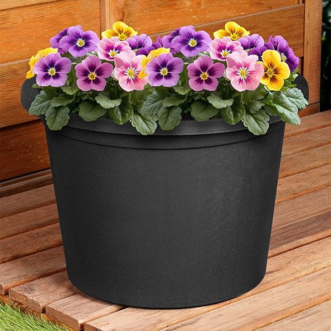 Doniczka ogrodowa plastikowa czarna okrągła 34 cm duża VILDE 339515