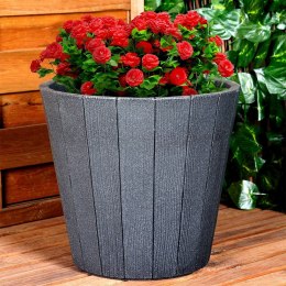 Doniczka ogrodowa plastikowa czarna okrągła 39x35 cm VILDE 339496