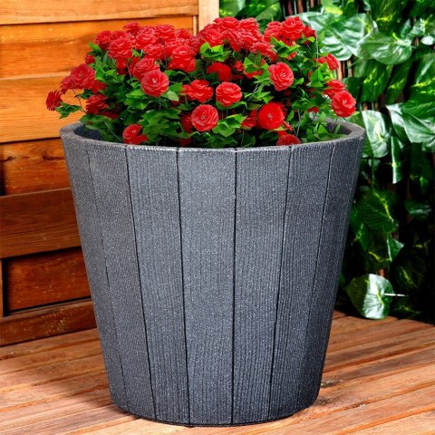 Doniczka ogrodowa plastikowa czarna okrągła 39x35 cm VILDE 339496