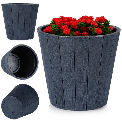 Doniczka ogrodowa plastikowa czarna okrągła 39x35 cm VILDE 339496