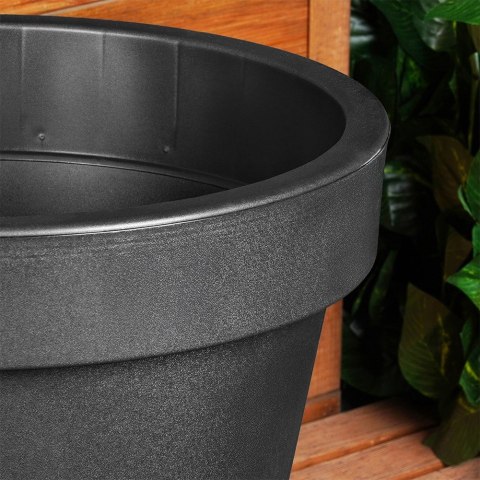 Doniczka ogrodowa plastikowa czarna okrągła 48 cm VILDE 339508-L