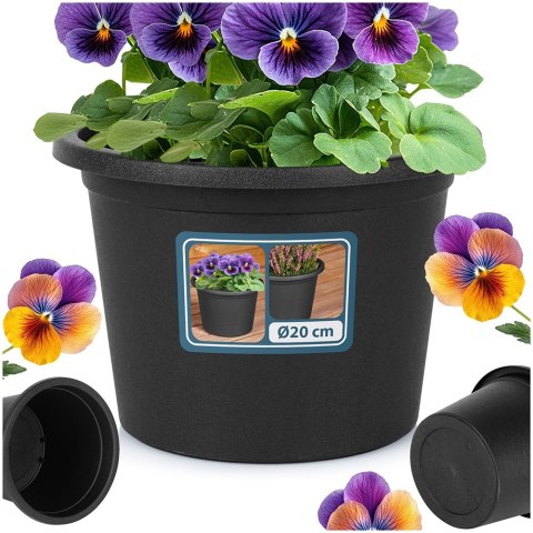 Doniczka ogrodowa plastikowa czarna okrągła mała 20 cm VILDE 339512