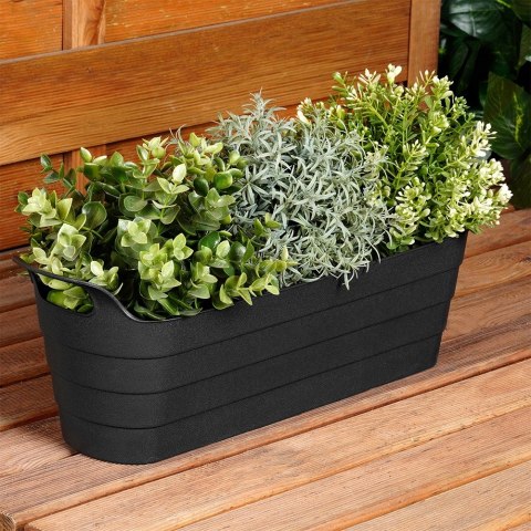 Doniczka ogrodowa plastikowa czarna podłużna duża 44,5 cm VILDE 339517