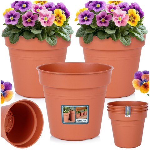 Doniczka ogrodowa plastikowa okrągła duża 17 cm 3 szt. PROGARDEN 339520