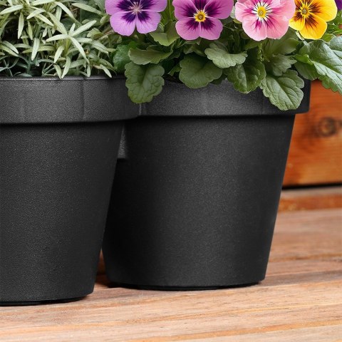 Doniczka ogrodowa plastikowa potrójna czarna duża 39,5 cm VILDE 339509