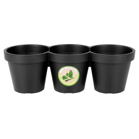 Doniczka ogrodowa plastikowa potrójna czarna duża 39,5 cm VILDE 339509