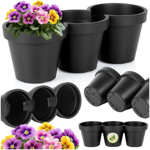 Doniczka ogrodowa plastikowa potrójna czarna duża 39,5 cm VILDE 339509