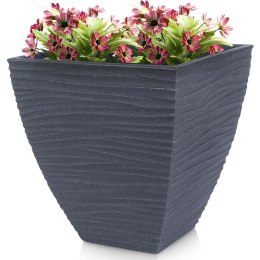Doniczka ogrodowa plastikowa szara kwadratowa 39x39x41 cm VILDE 339434