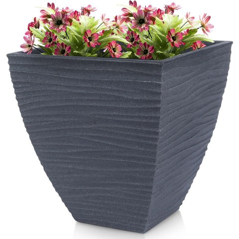 Doniczka ogrodowa plastikowa szara kwadratowa 39x39x41 cm VILDE 339434
