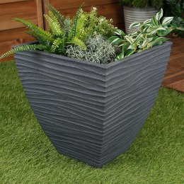 Doniczka ogrodowa plastikowa szara kwadratowa 39x39x41 cm VILDE 339434