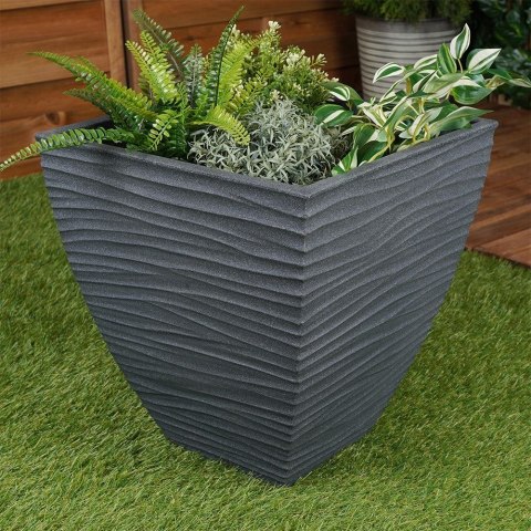 Doniczka ogrodowa plastikowa szara kwadratowa 39x39x41 cm VILDE 339434