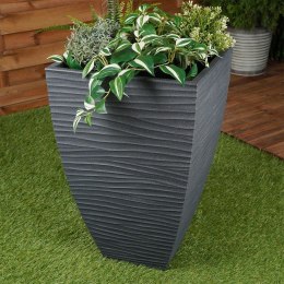 Doniczka ogrodowa plastikowa szara kwadratowa 39x39x60 cm VILDE 339436