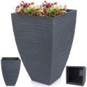 Doniczka ogrodowa plastikowa szara kwadratowa 39x39x60 cm VILDE 339436