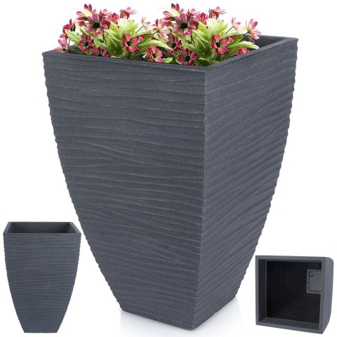 Doniczka ogrodowa plastikowa szara kwadratowa 39x39x60 cm VILDE 339436